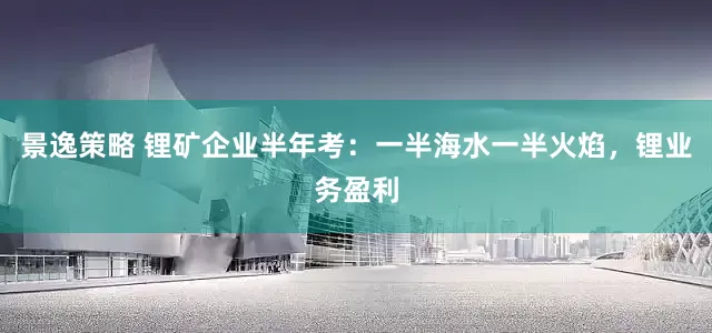 景逸策略 锂矿企业半年考：一半海水一半火焰，锂业务盈利